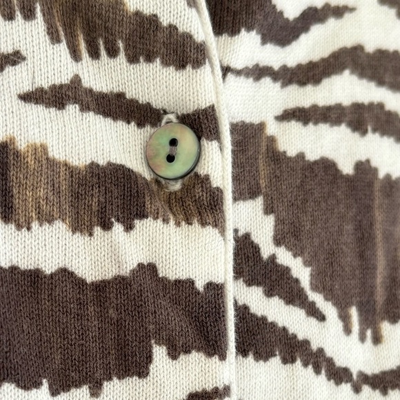 Lands' End Cardigan Sweater Size XL Brown and Cream Animal Print Supima Cotton - Picture 3 of 7